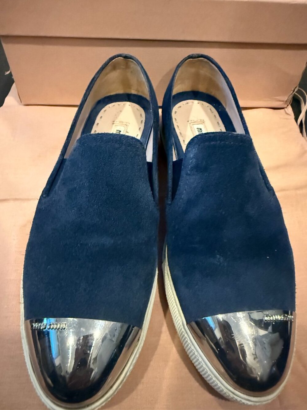 Miu Miu metal cap Suede slip size 6